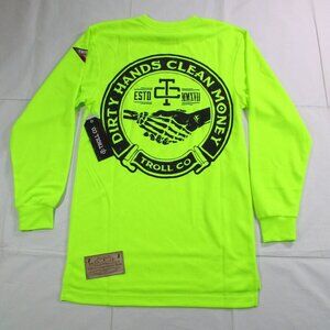 Troll Co. Men's HiVis Dirty Hands Clean Money Haggler Graphic T-Shirt Bright Lim
